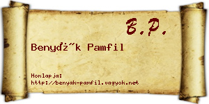 Benyák Pamfil névjegykártya